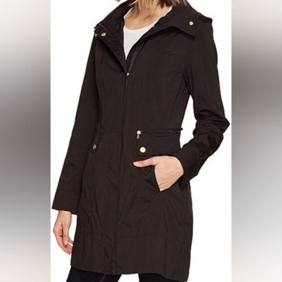 XS/TP Cole Haan Women's Packable Rain Jacket with Hood and Bow XS/TP - Picture 2 of 13